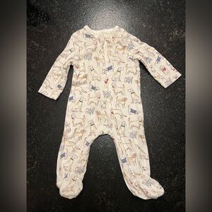 Little Me Cream Footie with Playful Animal Print